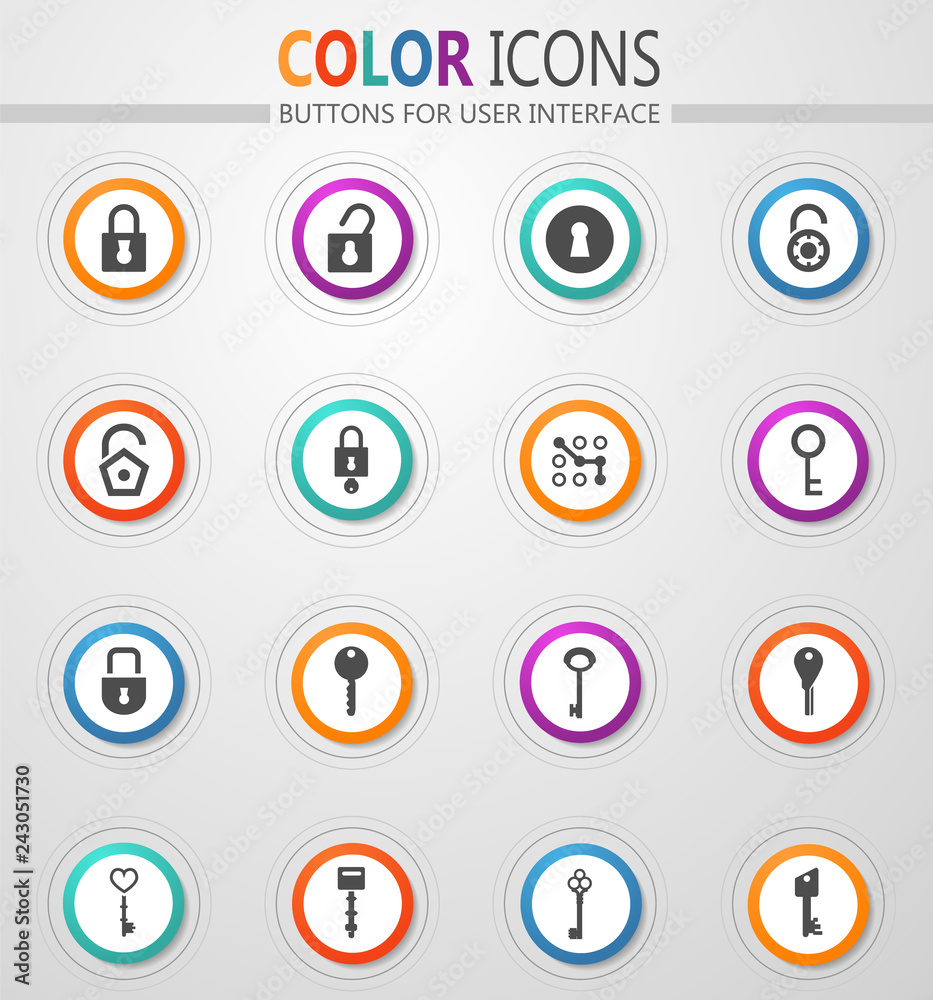 Lock and Key icons set Lock and Key icons set