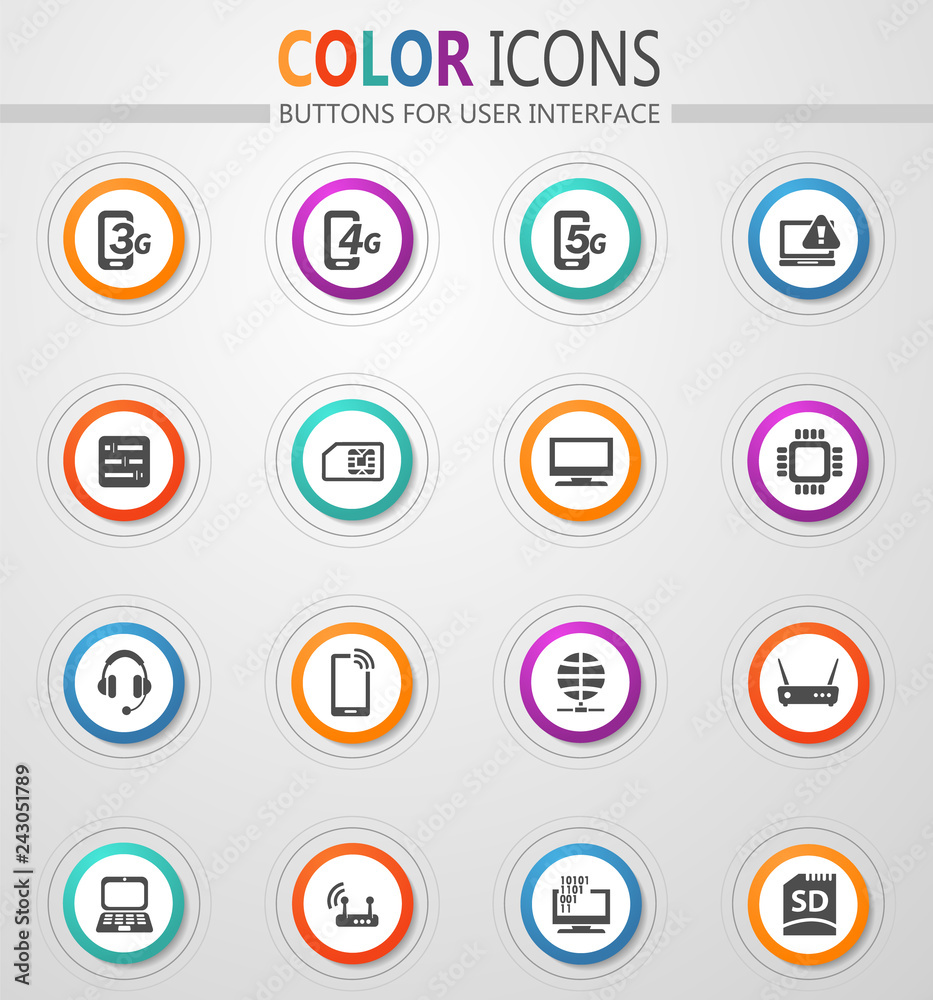 Mobile connection icons set Mobile connection icons set