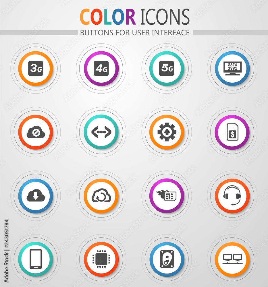 Mobile connection icons set Mobile connection icons set