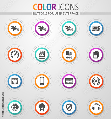 Mobile connection icons set