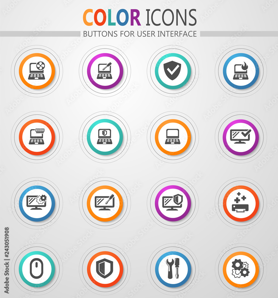 Repyer Diagnostics of computers icons set Repyer Diagnostics of computers icons set