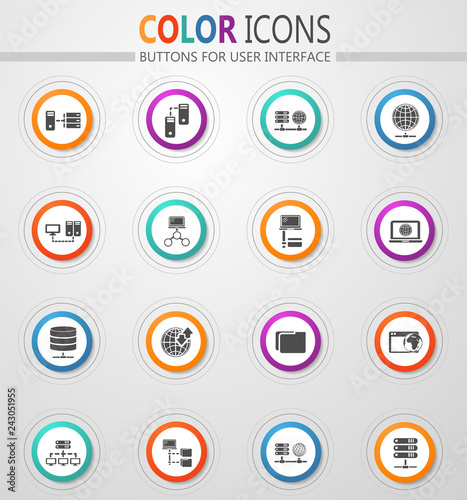 Internet, server, network icons set