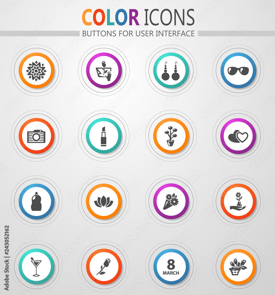Womens Day icons set Womens Day icons set