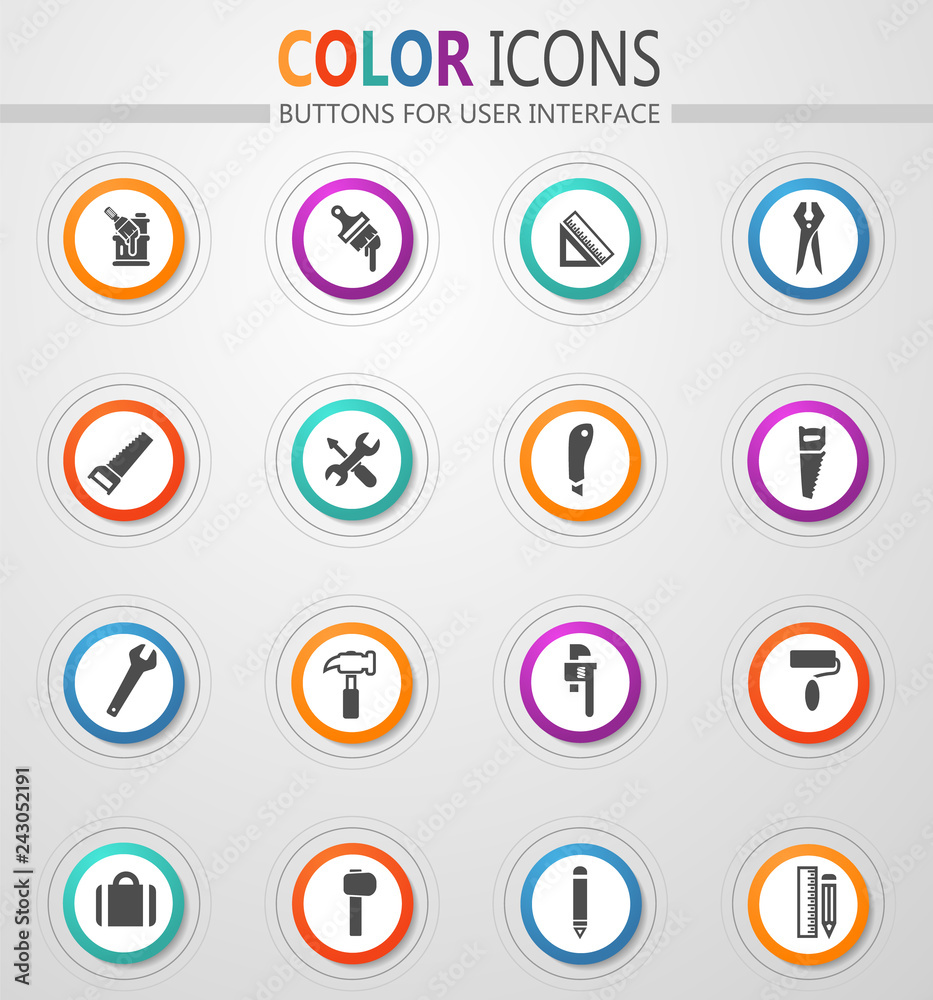 Work tools icons set Work tools icons set