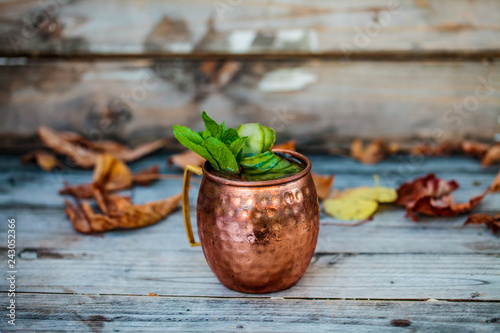 Obraz na plátně Image of colorfull coctails in the bar, menu for restaurant, mixology concept