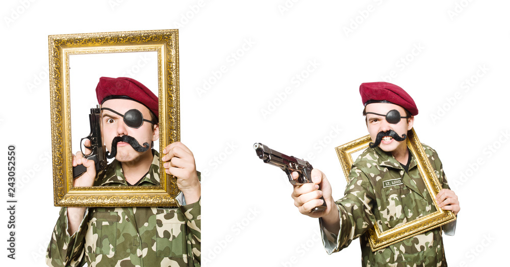 Fototapeta premium Funny soldier in military concept