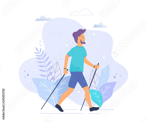 Nordic walking vector illustration