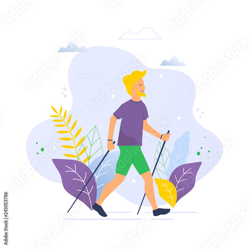 Nordic walking vector illustration