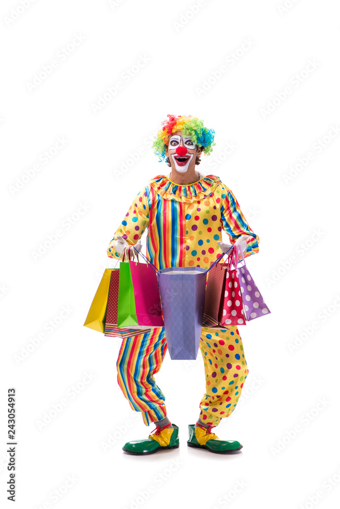 Funny clown isolated on white background