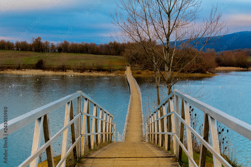 Obraz premium taking a walk on the footbridge of the marsh of Ullibarri Gamboa