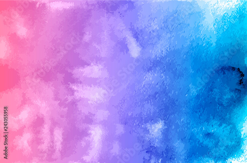 Watercolor texture vector background. Purple blue gradient aquarelle painting. Colorful watercolor stains. Scrapbooking paper.