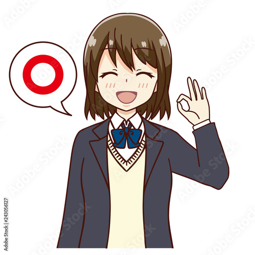 女子　学生　まる　○ OK