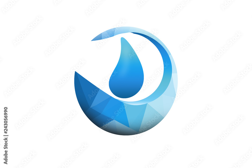 Low poly water drop icon in gradient blue Low poly water drop icon in gradient blue