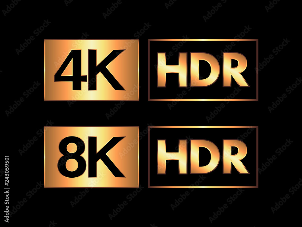 Gold Ultra HD / HDR 8K and 4K Logo Set Stock Vector | Adobe Stock