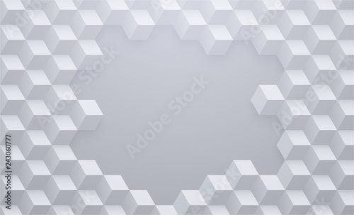 Abstract grey background with 3d cubes pattern.