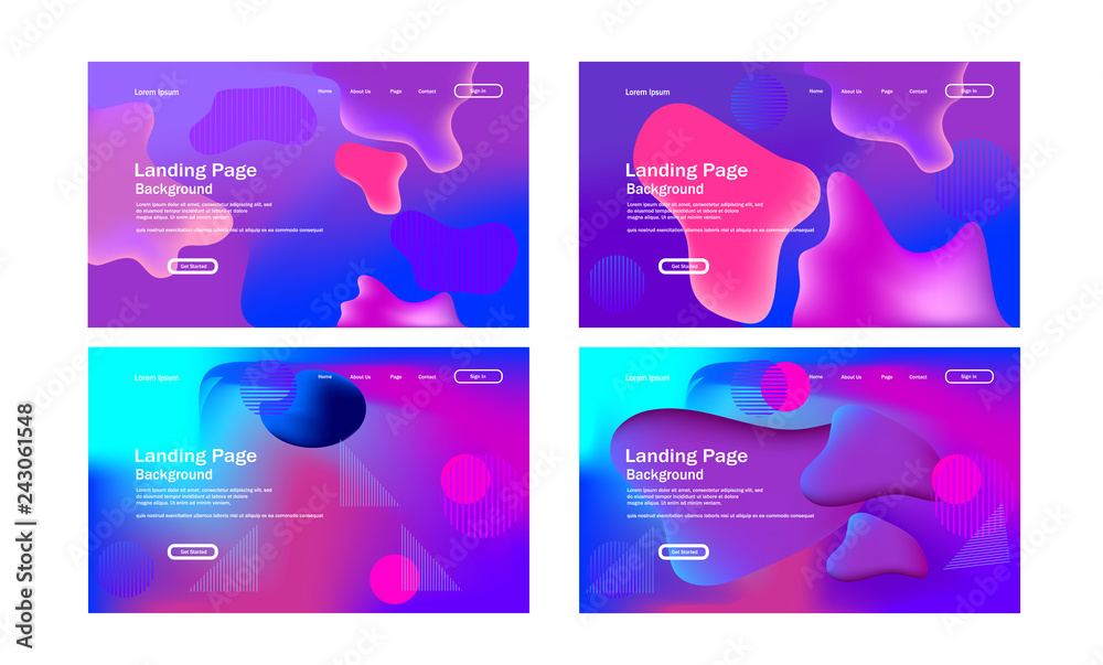 colorful 3d geometric landing page background template. with fluid shape composition vector.