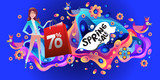 Spring Sale Colorful Special Discount Banner and Illustration