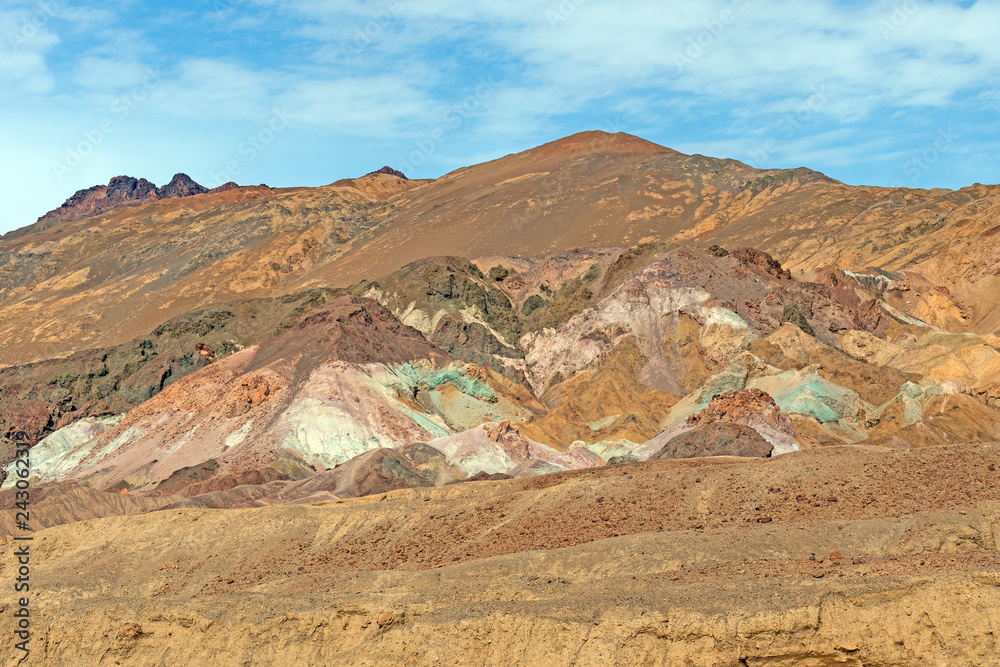 Fototapeta premium Colorful Mineral Deposits in a Desert Hill