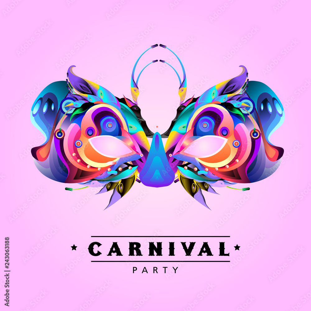 Fototapeta premium Vector Colorful Illustration of Carnival Mask for Mardi Gras Party and Celebration