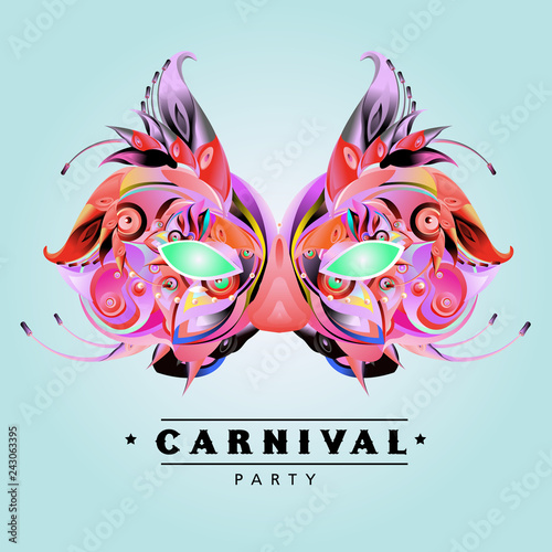 Vector Colorful Illustration of Carnival Mask for Mardi Gras Party and Celebration
