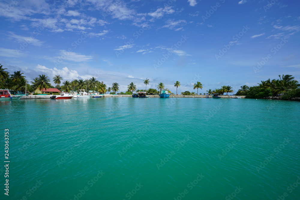 View of Kamadhoo from sea in the Maldives