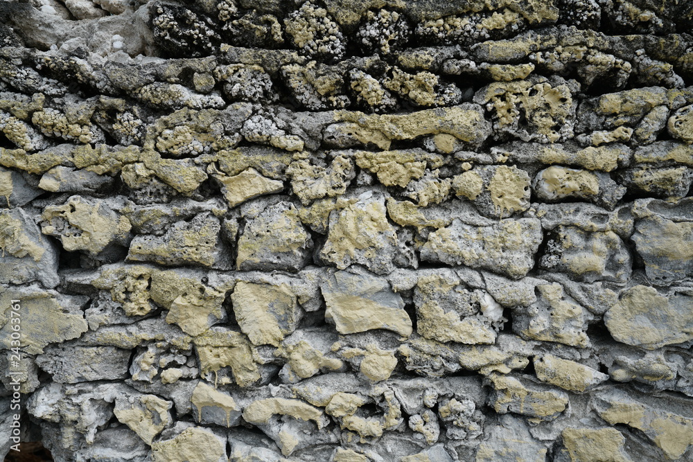 Native-built coral wall in Kamadhoo, Maldives Native-built coral wall in Kamadhoo, Maldives