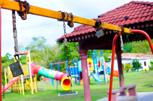 Broken equipment at playground