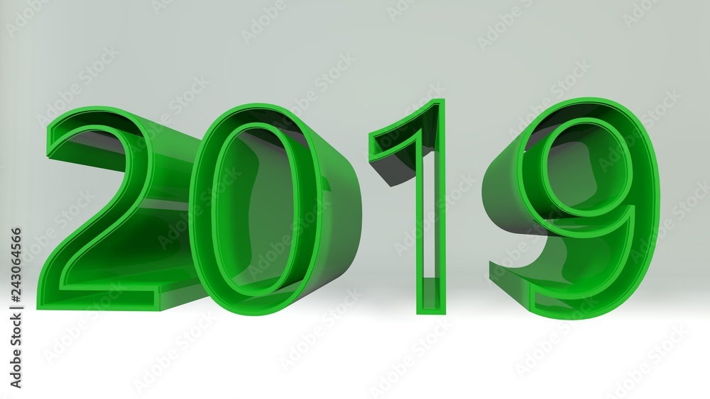 New year 2019 (isolated on white background). 3d rendered illustration New year 2019 (isolated on white background). 3d rendered illustration