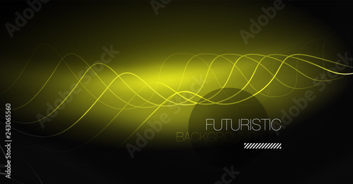 Neon lines wave background. Abstract composition