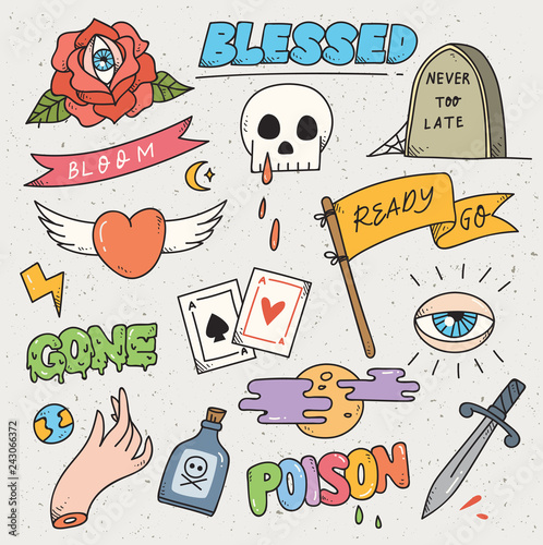 Kawaii doodle set, can be use as fashion patch
