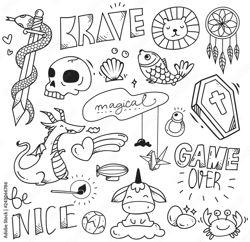 Set of cute doodle Set of cute doodle