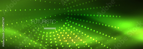 Green neon dotted circles background