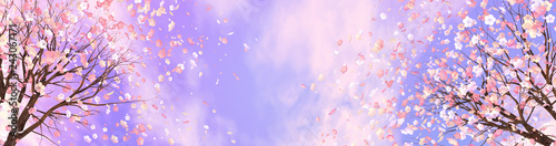 Fototapeta 3d rendering obraz wiśniowy kwiat przed purpurowe niebo.