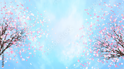 3d rendering picture of cherry blossom against blue sky.