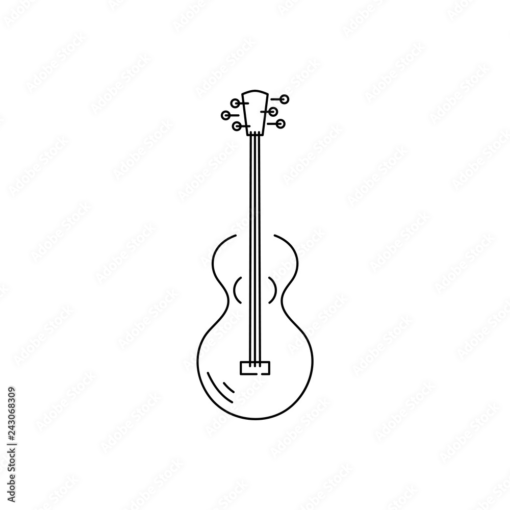 Guitar icon isolated on white background. Line style vector illustration