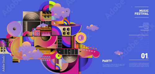 Sticker Music Festival Illustration Design for Party and Event