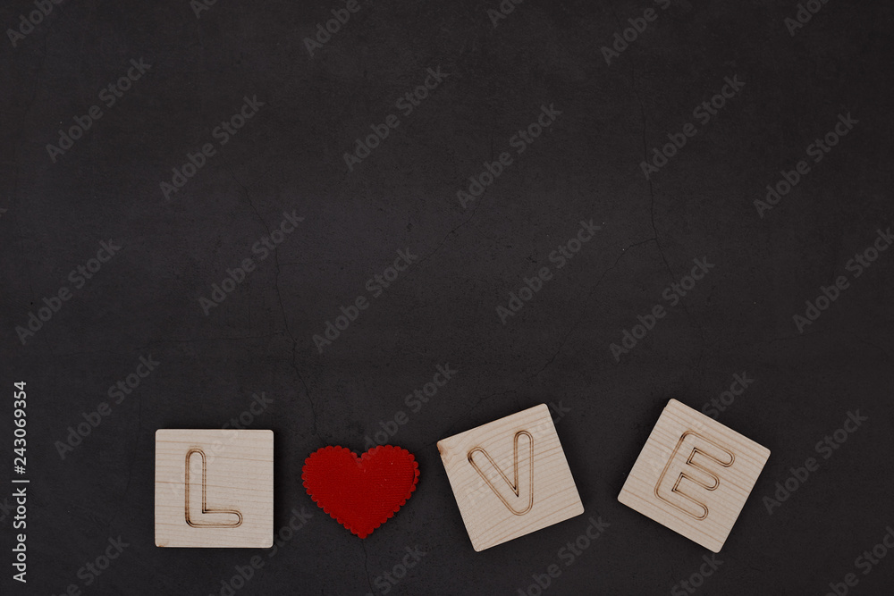 Love wood Text dark Background