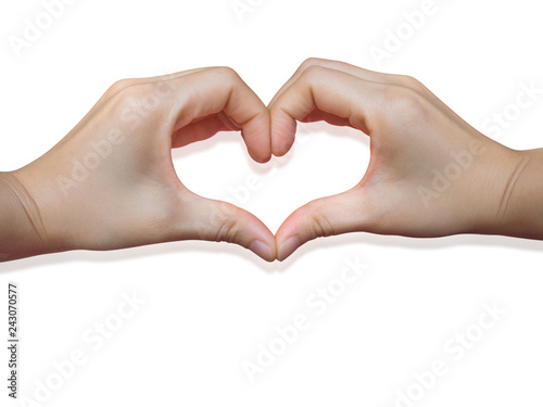 Heart shape of two hand put on white background