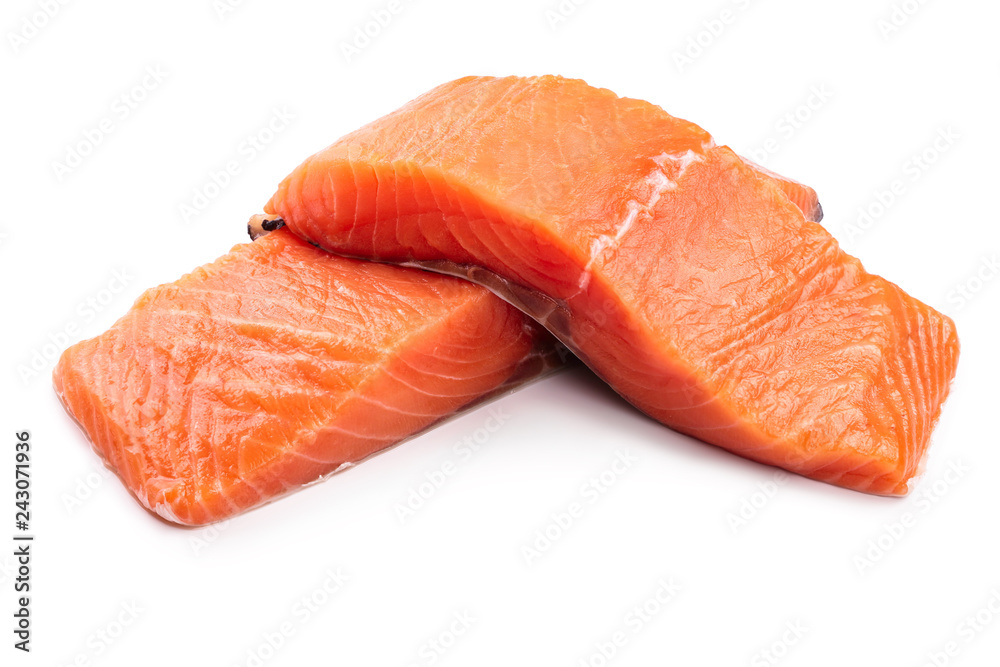 fillet of red fish salmon isolated on white background fillet of red fish salmon isolated on white background