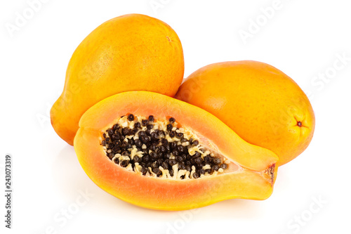 ripe cut papaya isolated on a white background