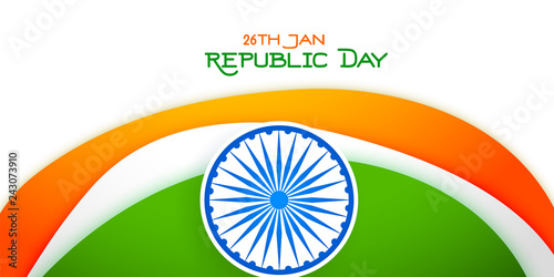 26 january happy republic day tricolor banner