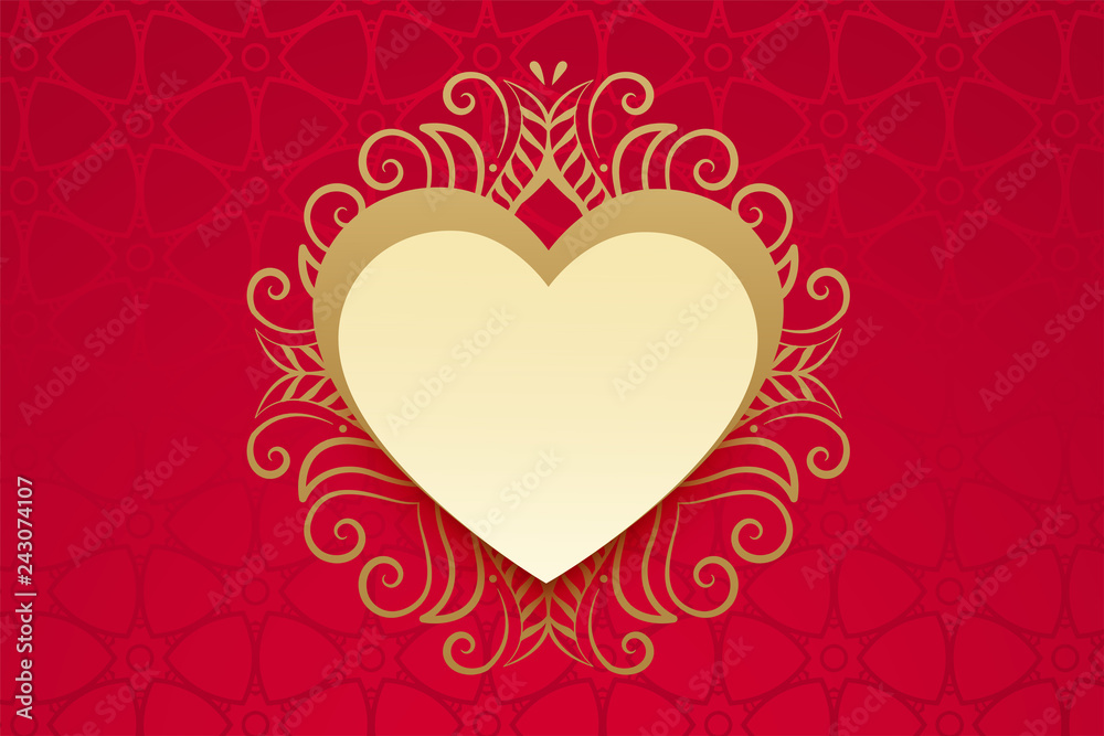 heart with golden floral decoration in vintage style
