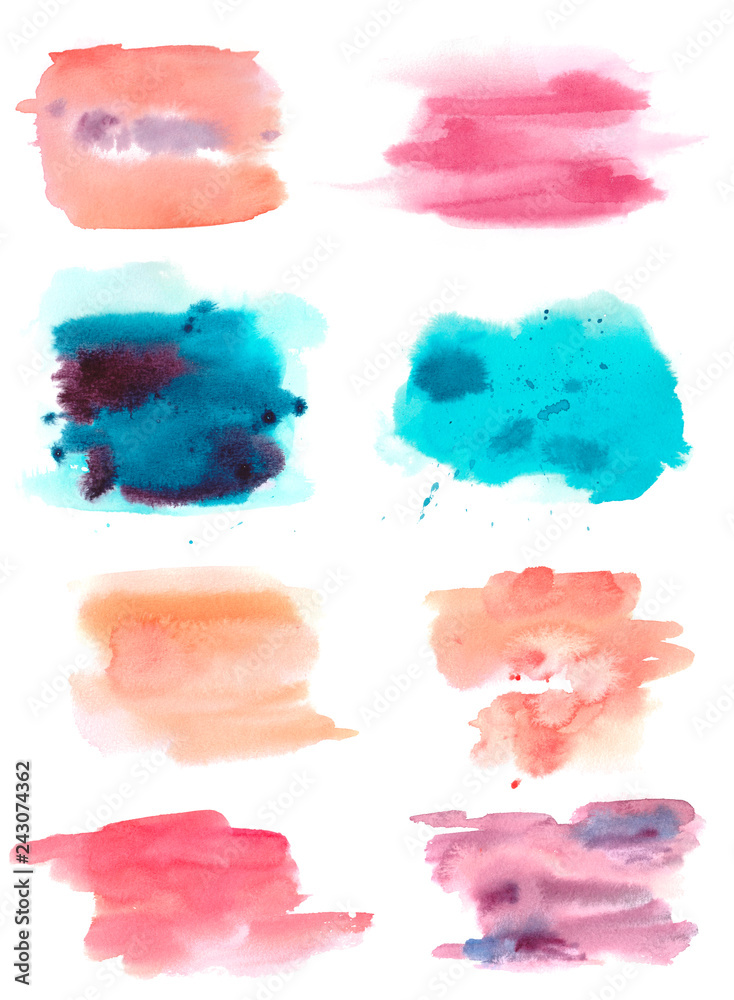 Watercolor hand drawn spot backgrounds. Set