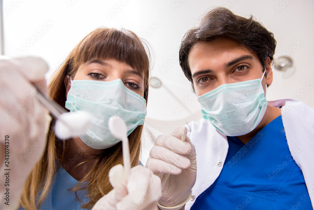 Concept of treating teeth at dentists Concept of treating teeth at dentists