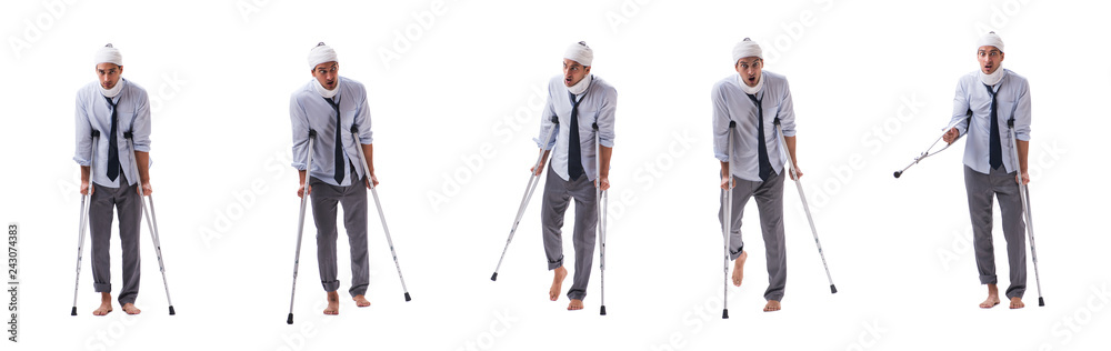 Injured businessman isolated on white Injured businessman isolated on white