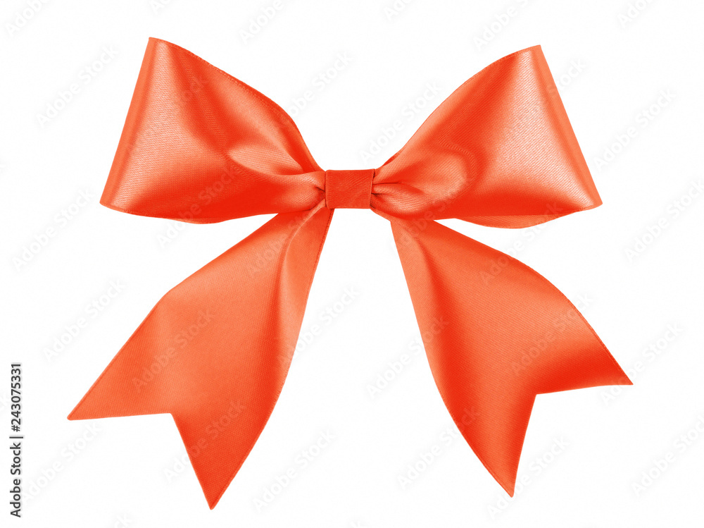 Fototapeta premium Red ribbon bow isolated on white background