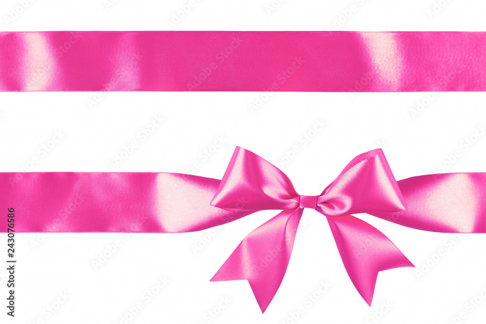 Pink satin ribbon bow isolated on white background Pink satin ribbon bow isolated on white background