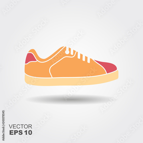 Sport shoes, sneakers illustration. Flat icon with shadow