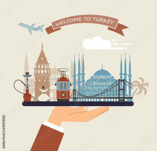 Welcome to Turkey. Attractions of USA on a tray