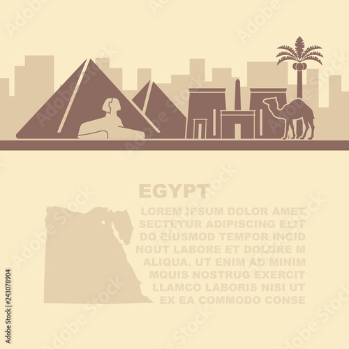 The layout of the leaflets with a map and attractions in Egypt